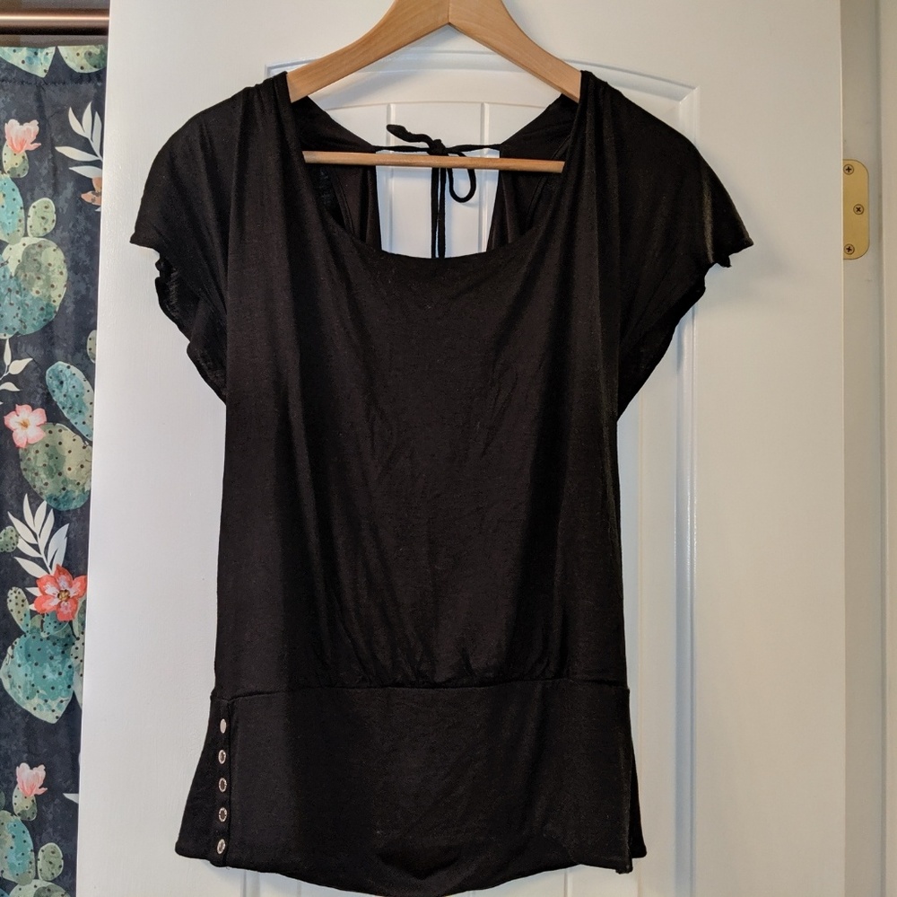 WHBM Flutter Sleeve Scoop Neck Blouse M